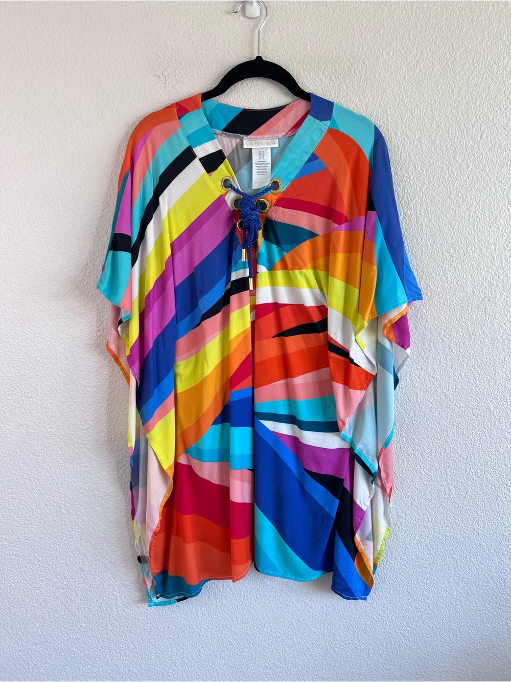 La Blanca Women's Sunscape Lace-Up Tunic Cover-Up Geometric Vibrant
